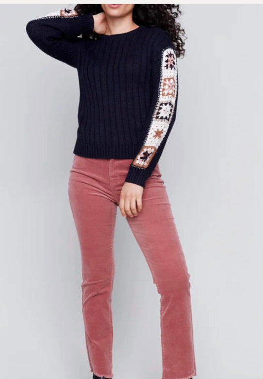 Charlie B - CROCHET SLEEVE SWEATER