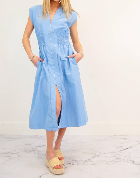 Glam - Madelyn Deep V Zipper Front Dress