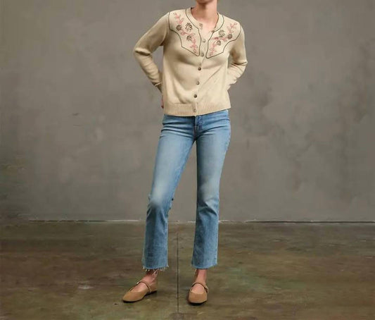 Raisonnel - Embroidered Bead Detail Knit Cardigan