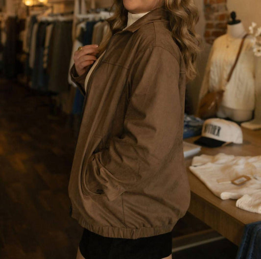 Miou Muse - Suede Oversized Bomber Jacket