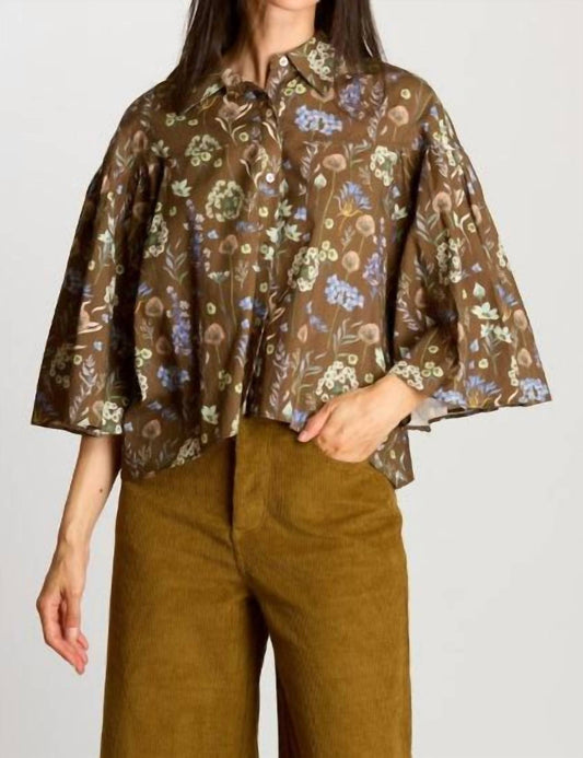 Before You Collection - Print Poplin Flowy Sleeve Blouse