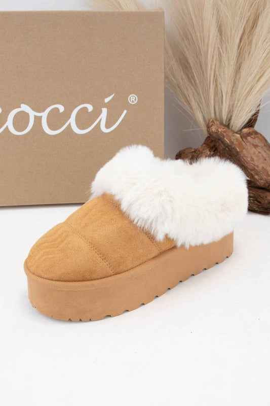 Ccocci - Women's Platform Faux Fur Sandals