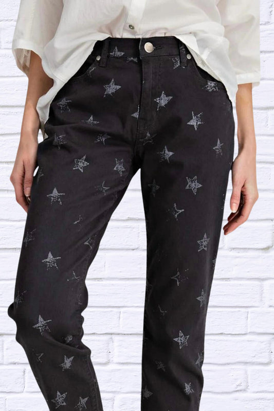 Easel - Star Printed Denim Jeans