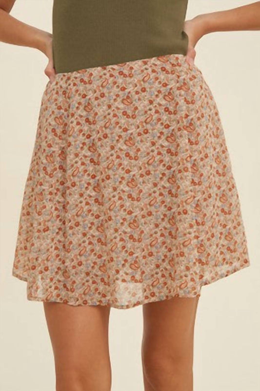 Wishlist - Paisley Floral Lined Mink Skirt