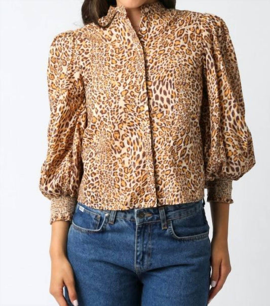 Olivaceous - Amina Leopard Print Blouse