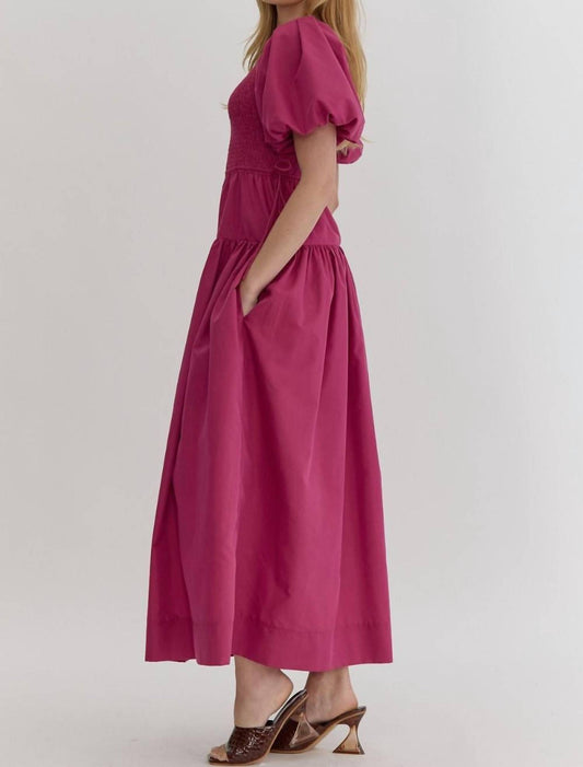 Entro - Puff Sleeve Maxi Dress