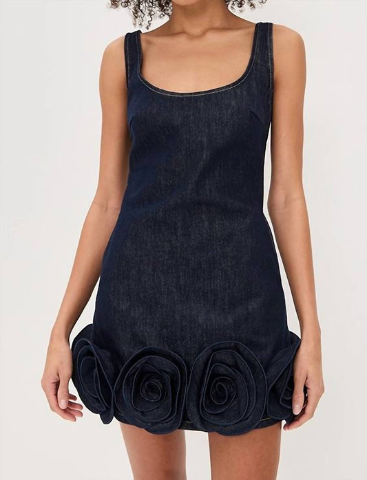 Self-Portrait - Denim 3d Flower Mini Dress