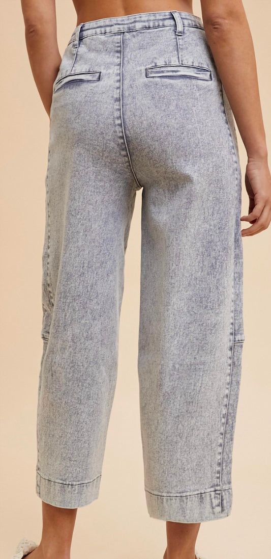 Anniewear - LYOCELL STRETCH STONE WASHED ARCHED BARREL JEANS