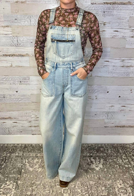 Hidden - Wide Leg Denim Overall