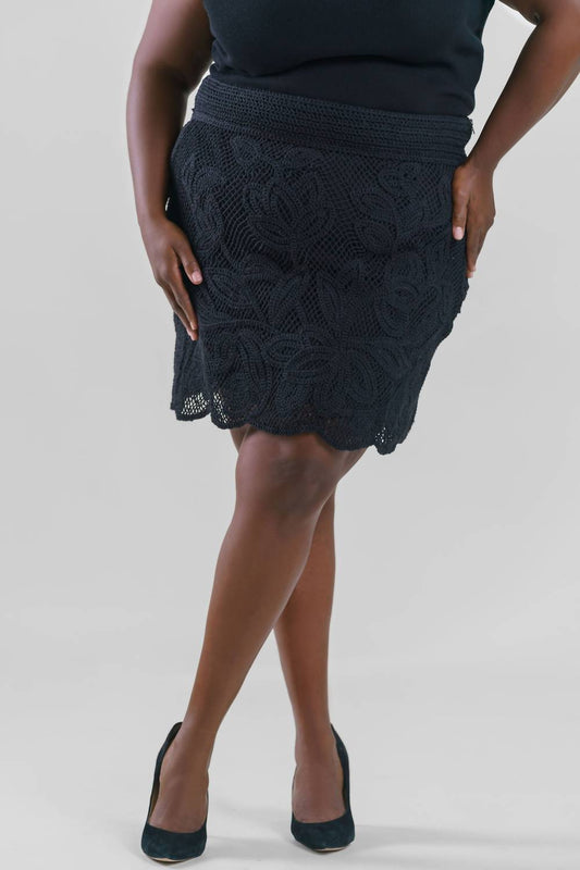 Skies Are Blue - Floral Crochet Mini Skirt - Plus