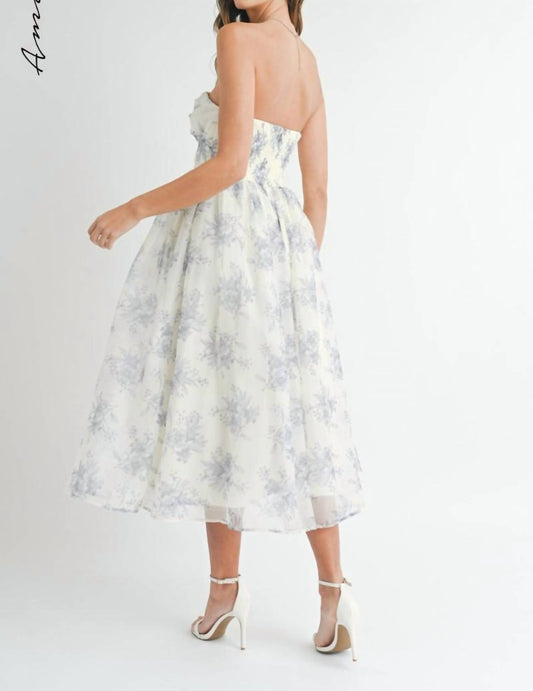 Mable - Ali Floral Strapless Midi Dress