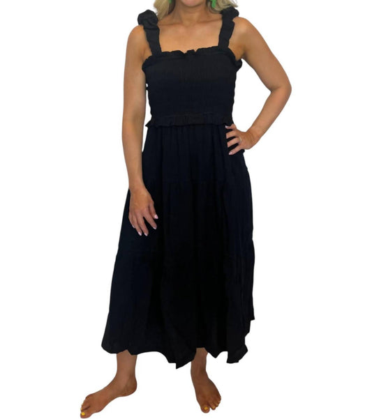 And The Why - Ruched Shoulder Strap Detail Midi Dress