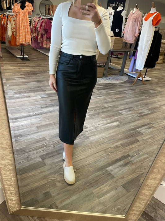 Ellison - Leather Midi Skirt