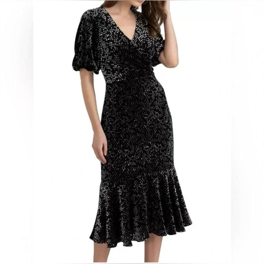 Shoshanna - Colette Silk Blend Velvet Dot Dress