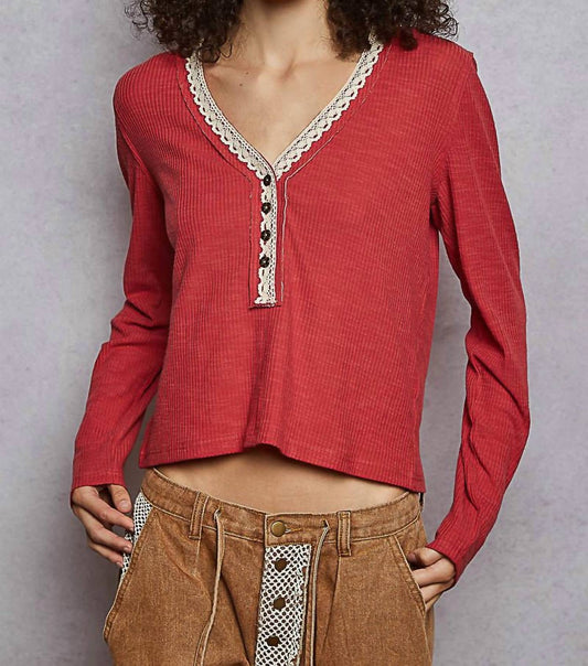 Pol - Eleanor Vintage Wash Ribbed Top