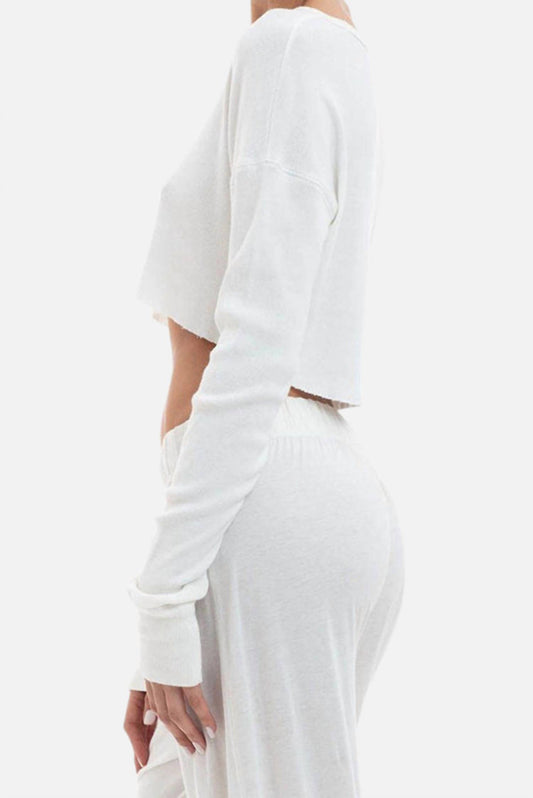 Eterne - Long Sleeve Cropped Rib T-shirt