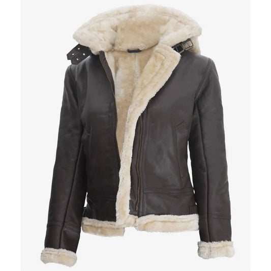 Fan Jackets - Women's Genuine Leather Shearling Jacket