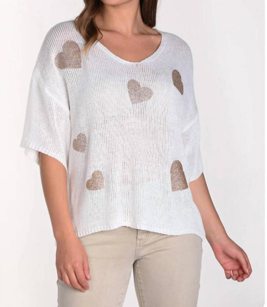 Frank Lyman - Off White Knit Heart Sweater