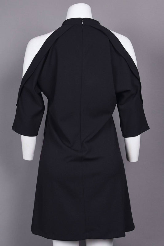 Bebe - Women's High Neckline Open Shoulder Ponte Scuba Dress