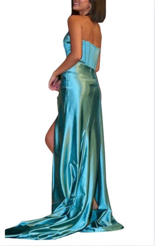 Portia&Scarlett - Strapless Fitted High Slit Gown