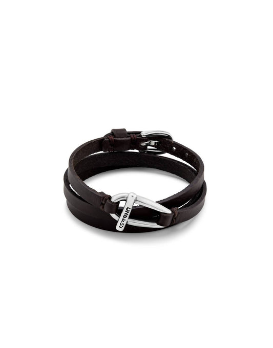 Unode50 - Leather Bracelet With A Small Central Link