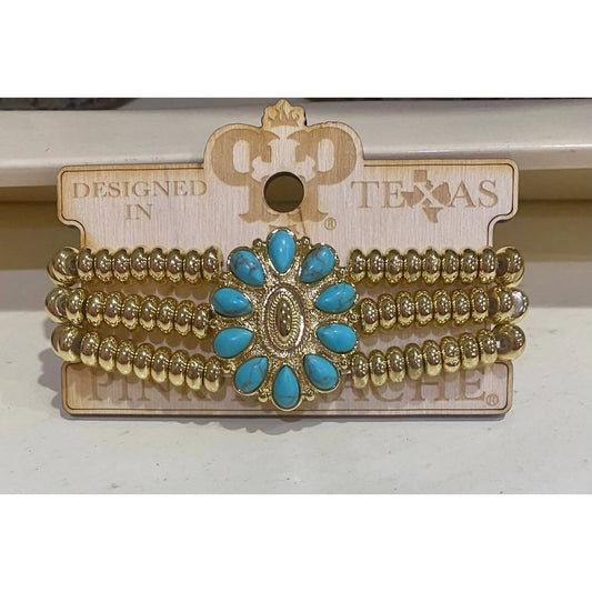Pink Panache - Women's Turquoise Concho Stretch Bracelet