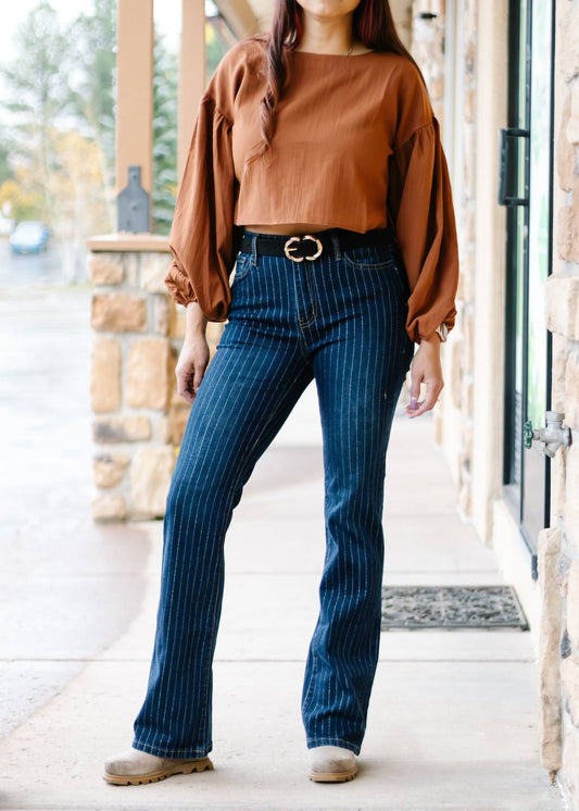 Vibrant M.I.U - Metallic Stripe Bootcut Pants