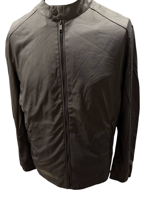 For The Republic - Men's Faux Leather Jacket Windbreaker