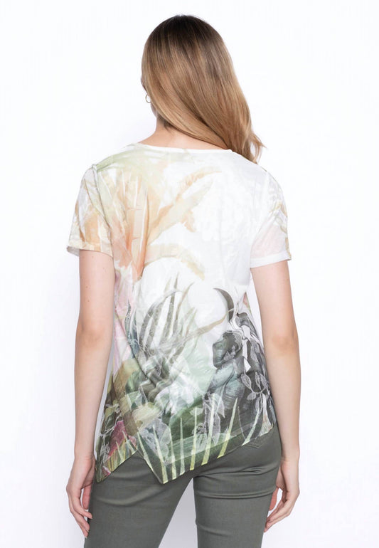 Picadilly - Floral Asymmetrical Hem Top