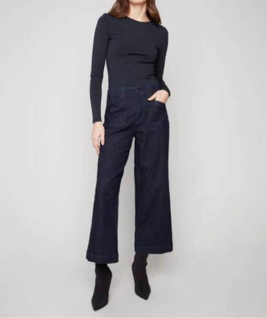 Charlie B - Cropped Wide Leg Stretch Denim Pants