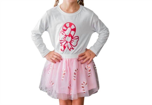 Sweet Wink - Kid's Girls Candy Cane White Holiday Tee Top