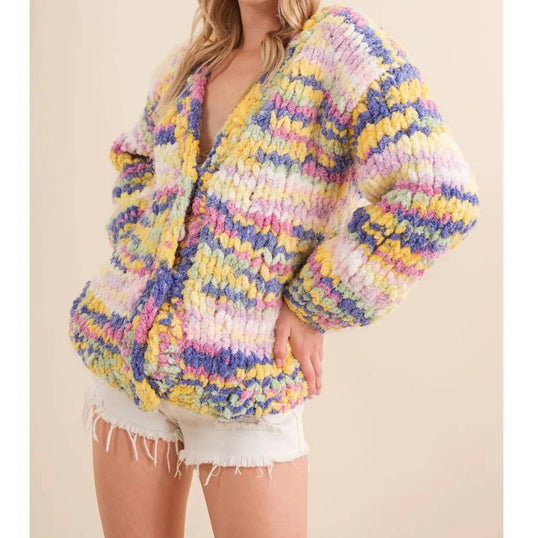 Blue B - Mixed Yarn Cardigan