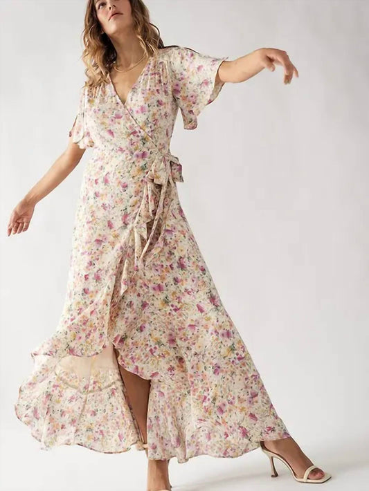 Urban Daizy - Floral Asymmetrical Wrap Maxi Dress