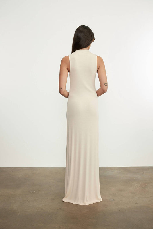 Enza Costa - SILK RIB SLEEVELESS MOCKNECK FLUID DRESS