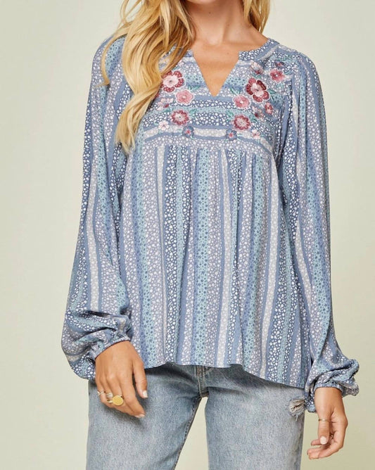 Andree By Unit - Floral Embroidered Babydoll Top