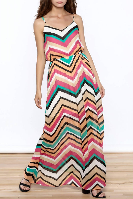 Chevron Print Maxi Dress