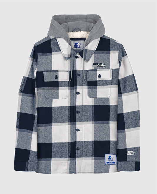 Starter - Men's Seattle Seahawks The Big Joe Sherpa Lined Plaid Jacket
