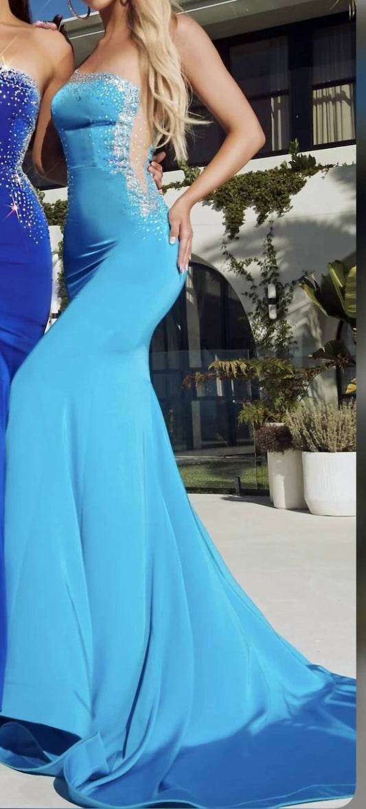 Portia&Scarlett - One shoulder mesh side beaded gown