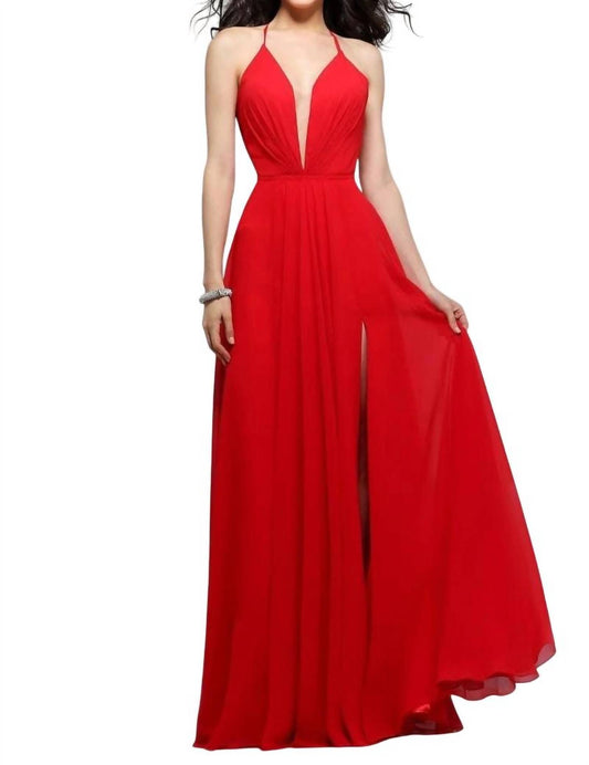 Faviana - Chiffon V-neck Evening Dress