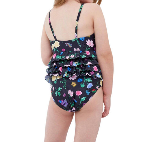Gottex - Girls Ruffle Tiered Square Neck One Piece Swimsuit