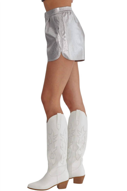 Entro - Pnina Metallic Vegan Leather Shorts