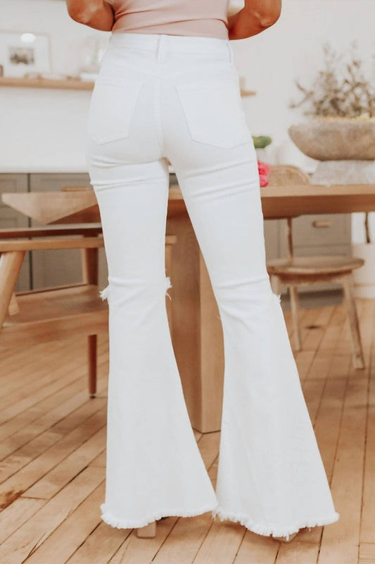 Youmi - Stretchy High Waisted Western Chic Bell Bottom Jeans