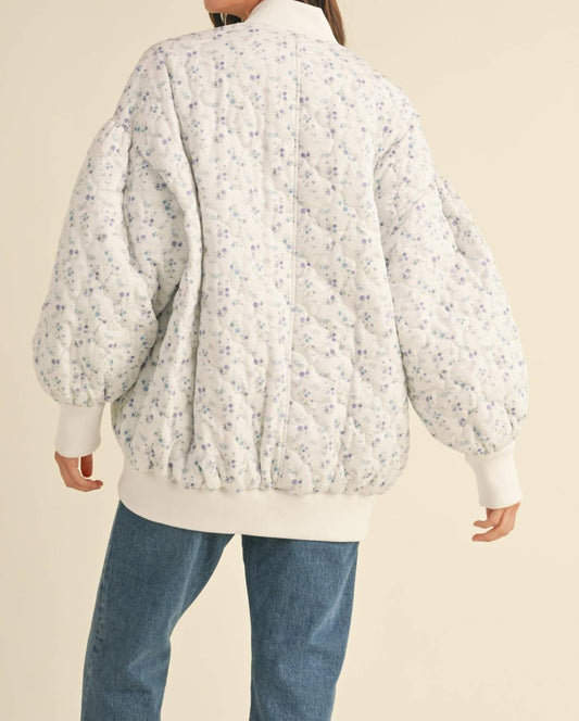 Mable - Floral Print Quilted Oversized Bomber Jacket