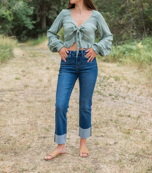 Lovervet - Sagacity High Rise Cuff Slim Straight Jeans