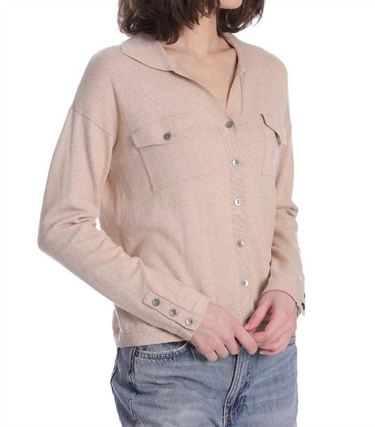 Minnie Rose - Cotton Cashmere Long Sleeve Solid Camp Shirt