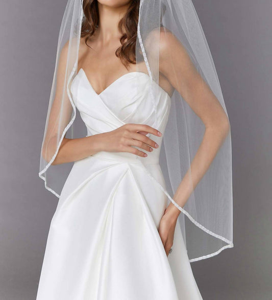 Morilee - Edged With Bugle Beads Fingertip Length Wedding Veil
