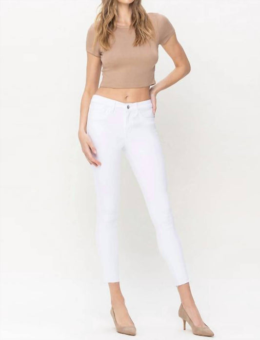 Flying Monkey - Mid Rise White Cropped Skinny Jeans