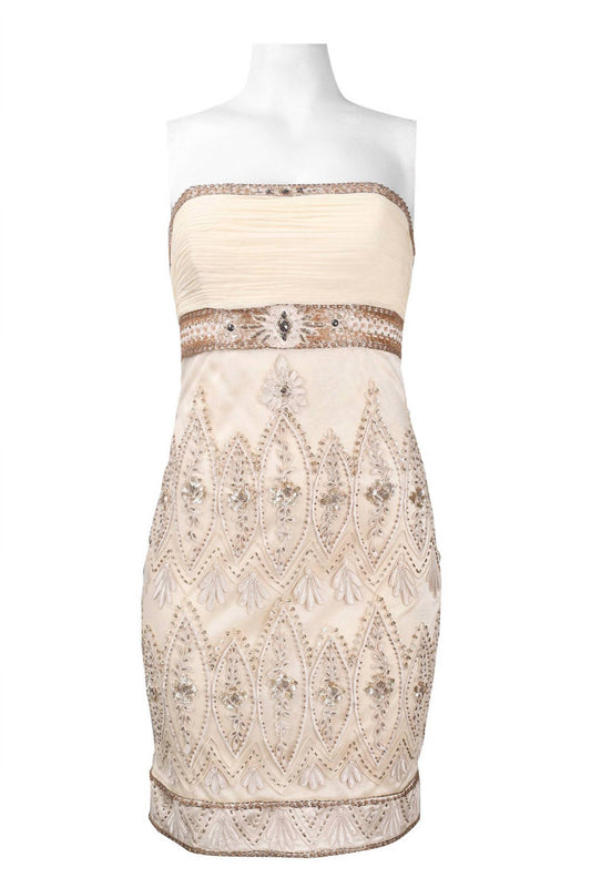 Sue Wong - Strapless Ruched Embellished Empire Dress