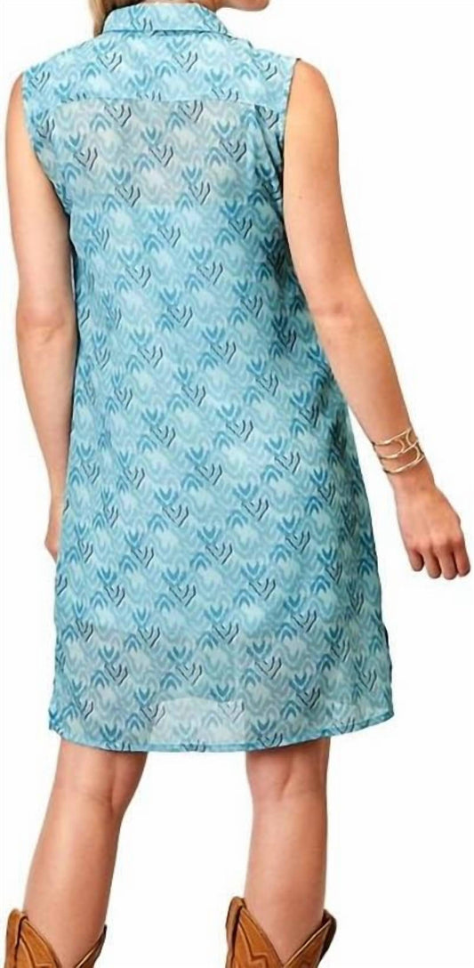 Roper - Ikat Chevron Print Poly Sleeveless Dress