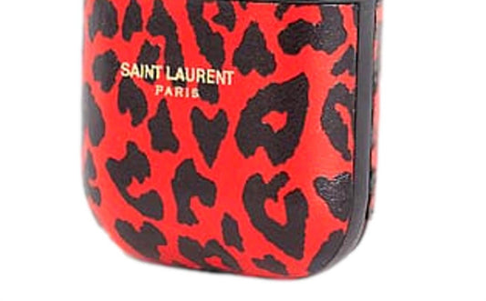Saint Laurent - Women's Leopard Print Leather Airpods Case